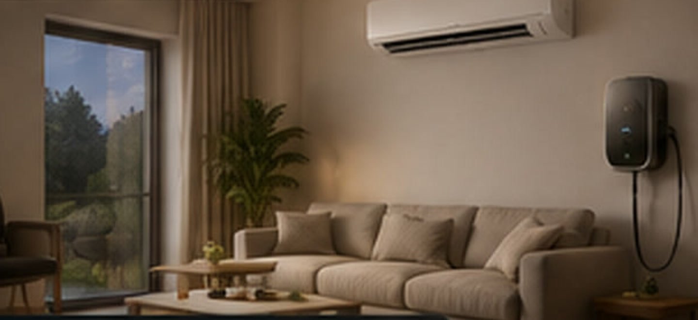Modernes Wohnzimmer mit Split-Klimaanlage