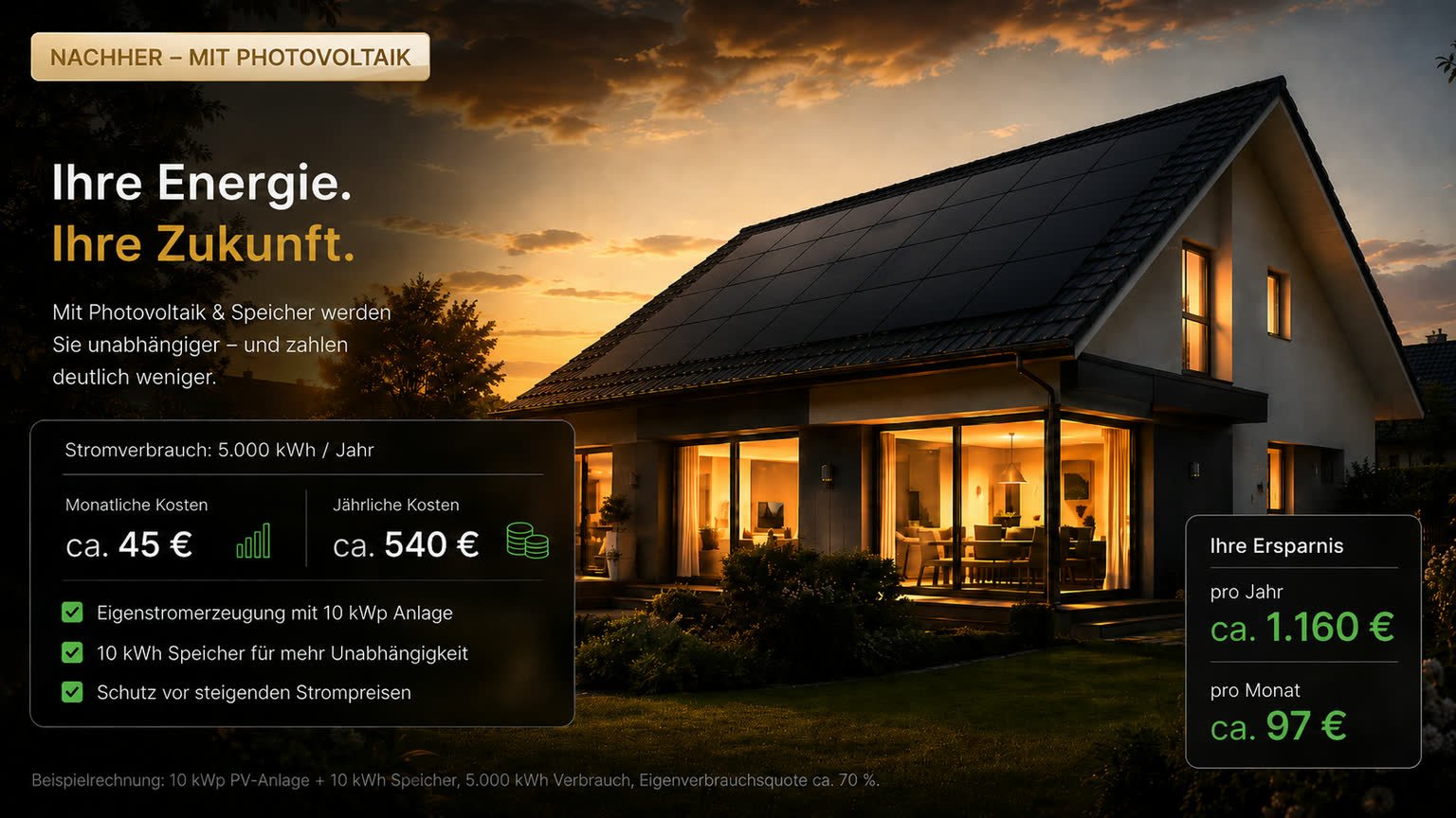 Einfamilienhaus mit Photovoltaikanlage und Batteriespeicher im Hauswirtschaftsraum